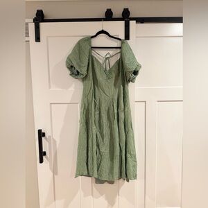Lulu's Sage‎ Green Crinkle Dress